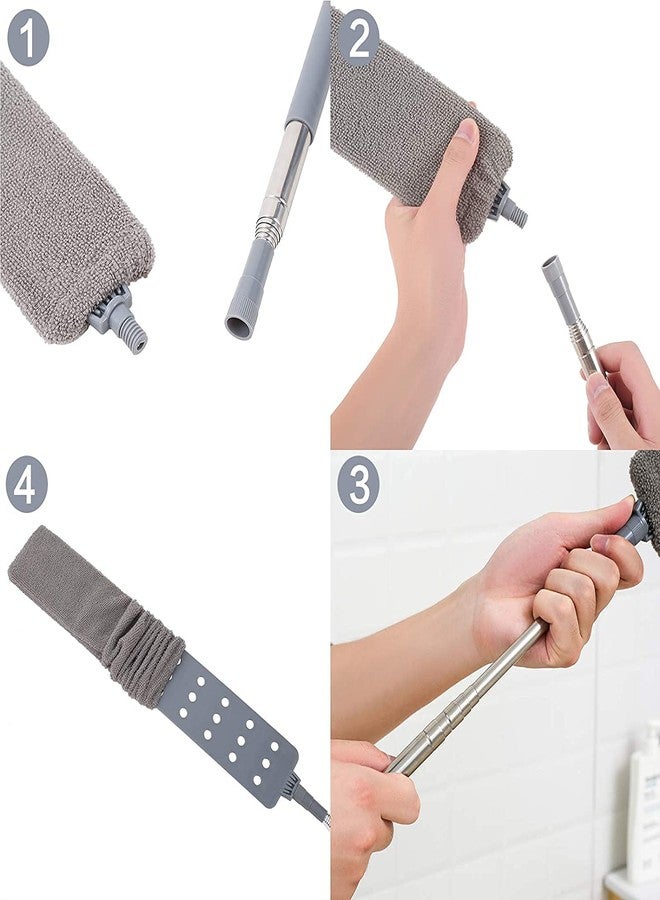 Yorten Dust Cleaner Retractable Gap Dust Cleaning Artifact Flexible Extension Pole Reusable Bendable Long Handle Feather Duster Kit Microfiber Removable and Washable Gap Brush for Home & Kitchen - Image 2